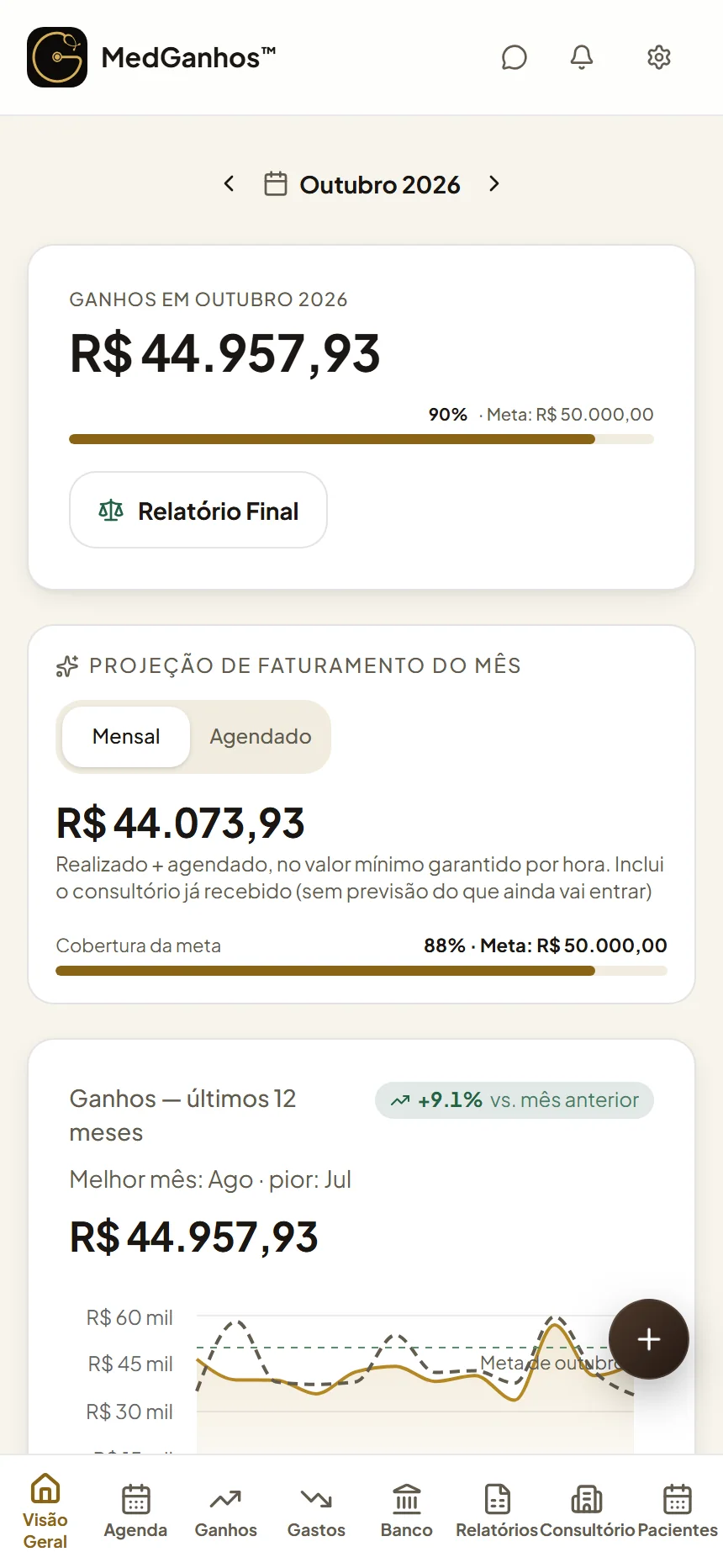 A mesma Visão Geral no celular